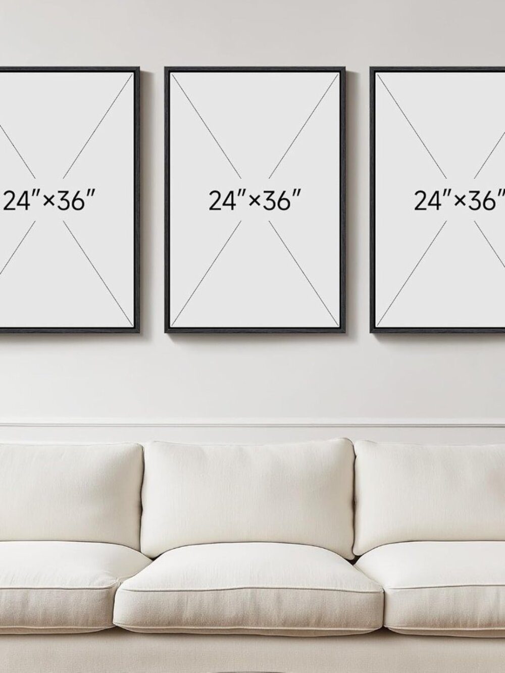 3 Piece Large Framed Black and White Abstract Wall Art - Picture 3 of 4